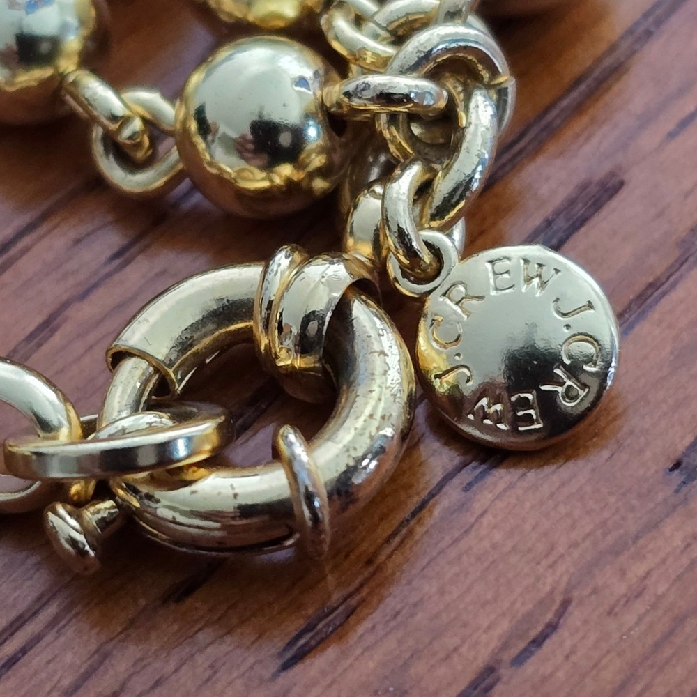 J.Crew Gold Tone Bracelet Triple Strand Graduated Bead Statement - Picture 4 of 5